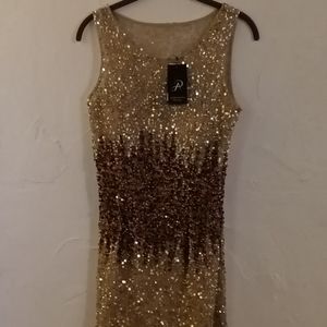 Beautiful brand new champagne sequined formal dress